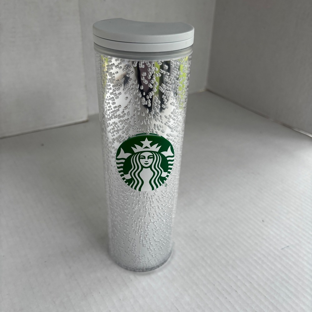 Starbucks‎ Silver Bubble Textured Stainless Steel Tumbler 16oz Siren Logo New